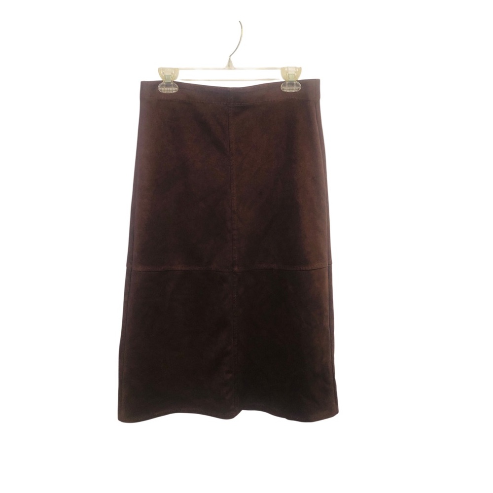 Women's Max Studio Brown Faux Suede A-Line Midi Skirt
